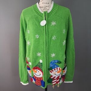 Tiara International Womens Sweater Medium Green Ugly Christmas Sweater
